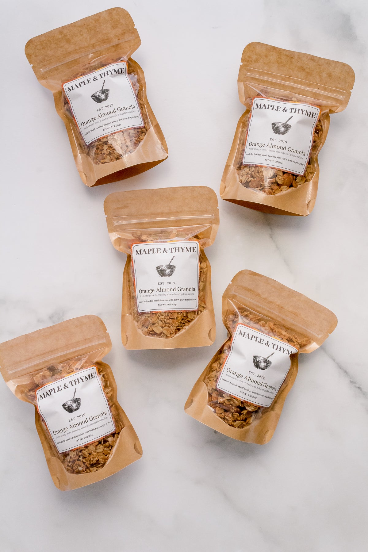 Single Serving Granola Pouches Package of 5 Single Flavor Maple