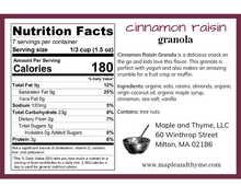 Load image into Gallery viewer, cinnamon raisin granola 11 oz bag nutritional information