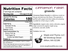 Load image into Gallery viewer, cinnamon raisin granola 11 oz bag nutritional information
