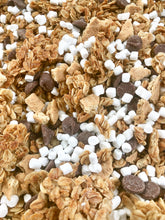 Load image into Gallery viewer, campfire s'mores granola with mini marshmallows, milk chocolate, and graham crackers.
